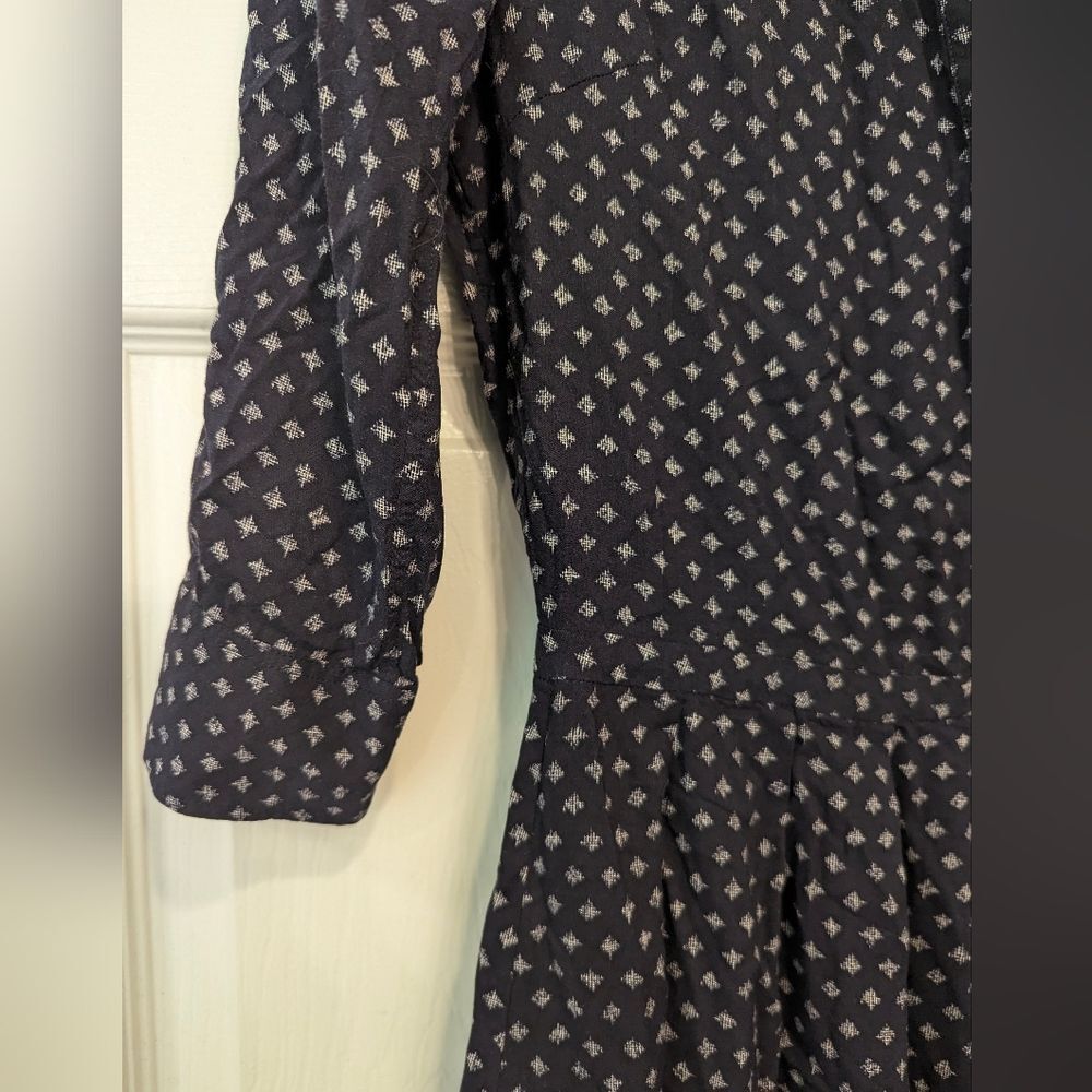 Anthropologie Tylho Blue watern pleaded button midi v-neck Dress 3/4 sleeve XS - Picture 3 of 11